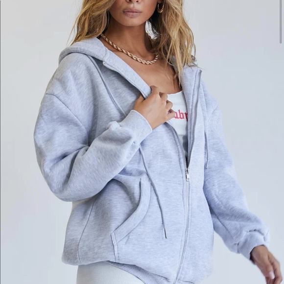 Princess Polly Florida Oversized Zip Up Sweatshirt - Picture 2 of 8